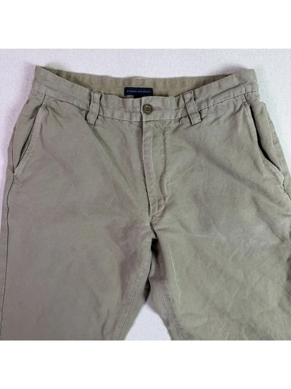 Banana Republic Linen Cotton Straight Leg Khaki Chino Pants Men's 34x30 Safari